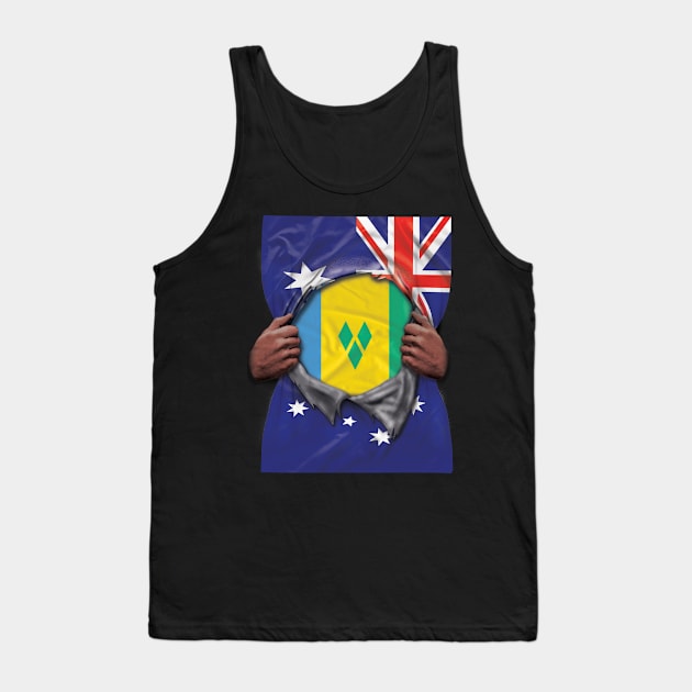 St Vincent And The Grenadines Flag Australian Flag Ripped - Gift for Saint Vincentian From St Vincent And The Grenadines Tank Top by Country Flags